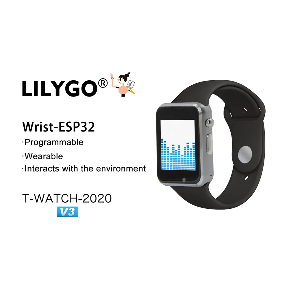 Микрофон LILYGO T-WATCH-2020 V3 сенсорный IPS микрофон ESP32 Wi-Fi Bluetooth вибрирующий двигатель