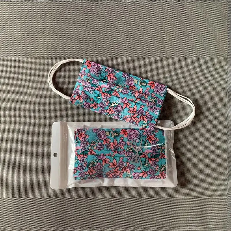 

10pcs/100pcs/200pcs Disposable Mask 3 Layer Non-woven Fabric Hanging Ear Type Printing Dustproof Breathable Adult Mask