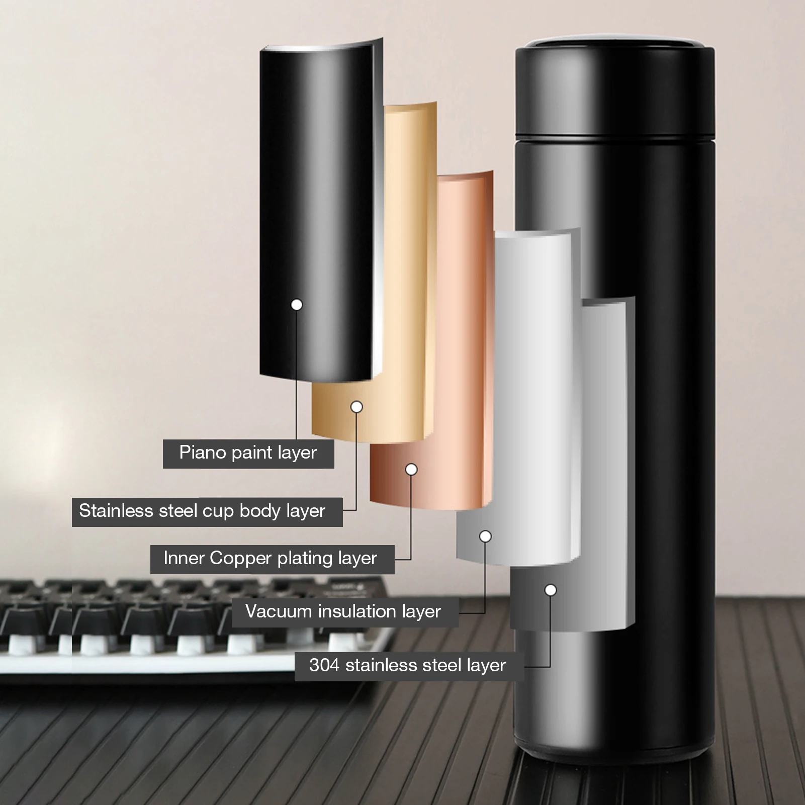 

500ML Waterproof LED Touch Screen Thermos Flask Water Bottle Stainless Steel Vacuum Insulated Cup