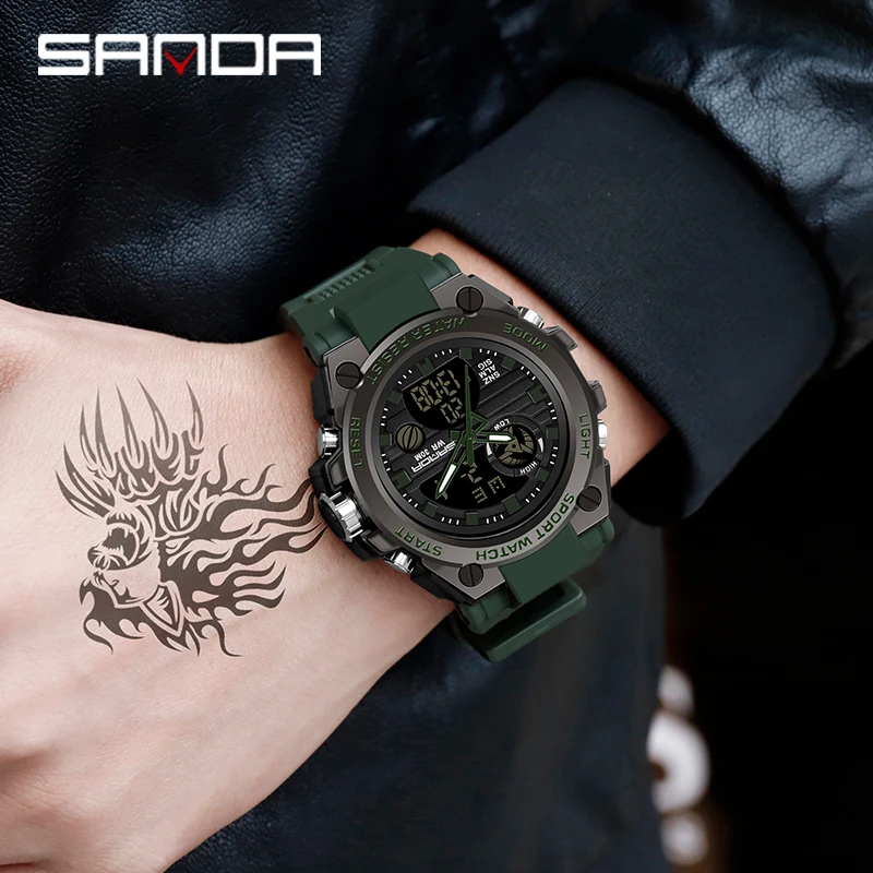 Часы наручные SANDA Мужские Цифровые Брендовые спортивные модные