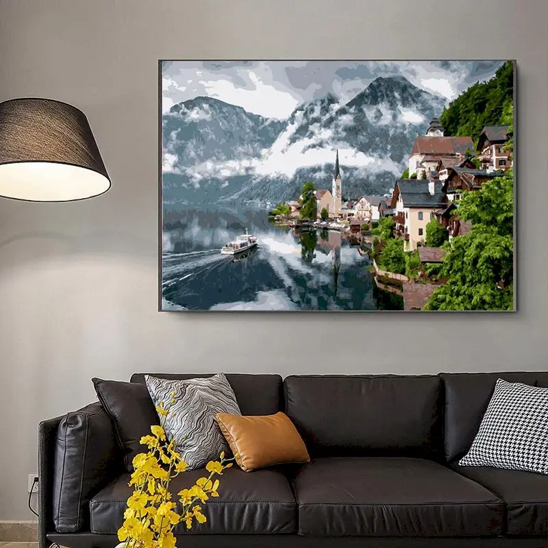 

CHENISTORY Oil Diy Pictures By Number Seaside House Painting By Numbers Landscape Kits Handpainted Drawing On Canvas Home Decor