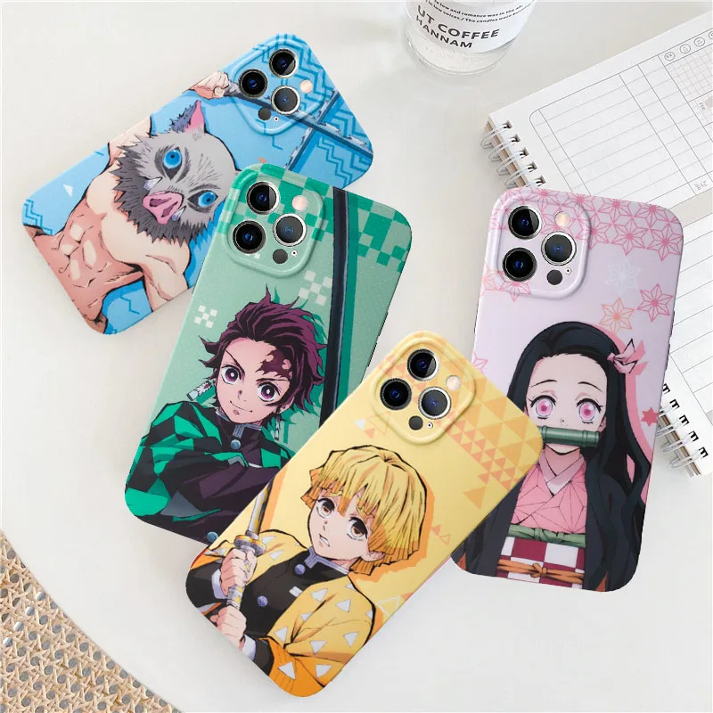 

For iPhone 12 XS MAX 7 XR 11 Pro SE20 X 8Plus IMD Cover Fundas Cartoon Japan Anime Demon Slayer Phone Case Kimetsu No Yaiba Soft