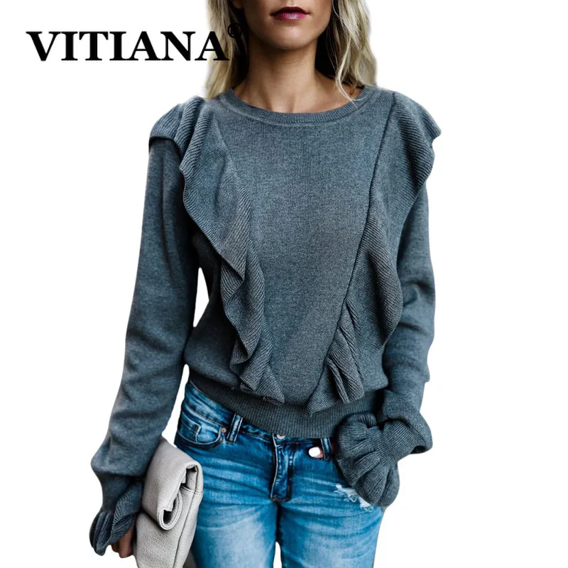 VITIANA женский свитер с длинным рукавом осень 2019 Женский вязаный пуловер