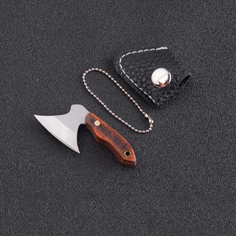 Pocket Creative Mini Hatchet Knife Portable Keychain Ax EDC Fixed Blade Wood Handle Kitchen Small Knives Decorating Rings | Инструменты