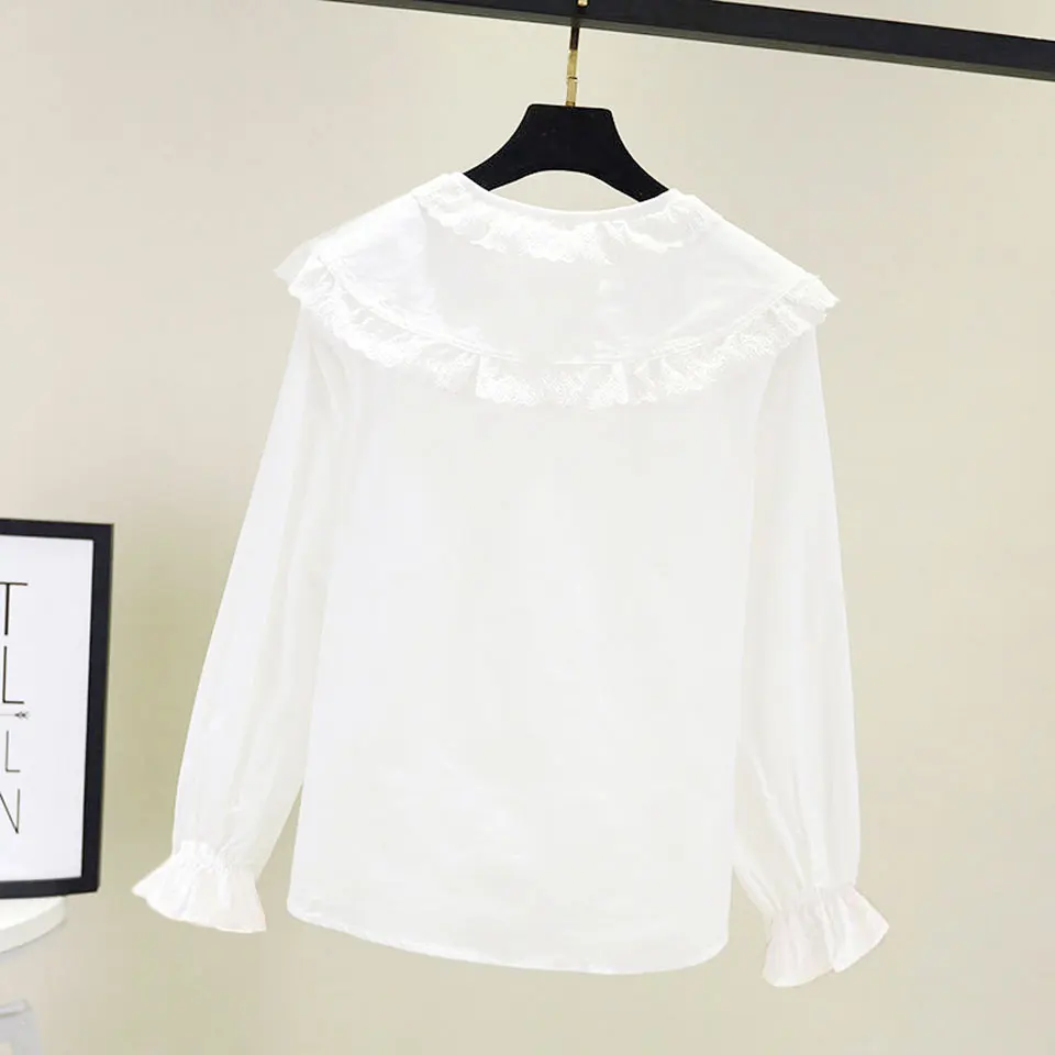 Модная белая блузка для девочек 3 12 лет на весну осень и зиму Детская рубашка
