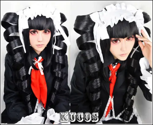 Парики Danganronpa Celestia Ludenberg Стильные черные Спиральные Локоны косплей парик +