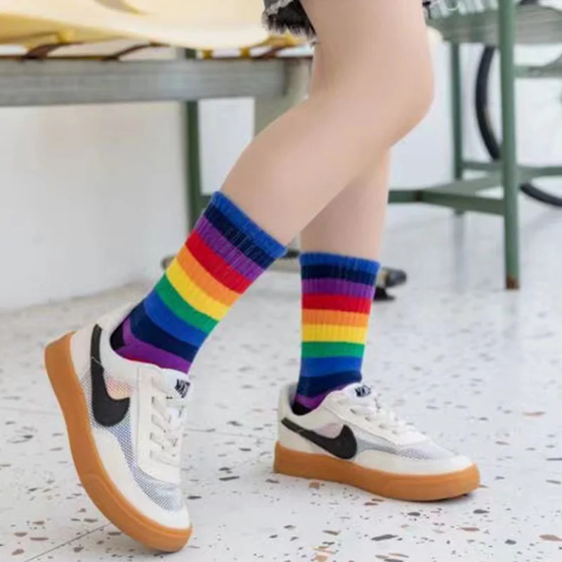 5 Pairs/lot Socks for Kids Rainbow Socks Candy Color Tube Socks Children Socks Children Boys Socks Cotton Socks Socks for Girls