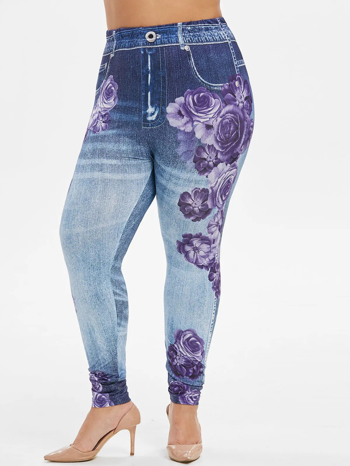 Женские обтягивающие леггинсы с высокой талией и цветочным принтом ROSEGAL эластичные сексуальные осень