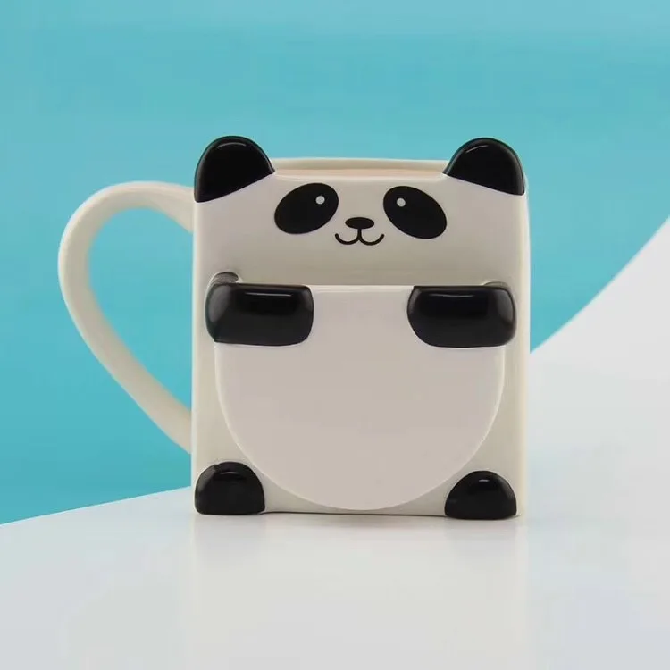 

Lovely Panda Mug Presents Small Fresh Double Layer Biscuit Ceramic Cup Coffee Cup Cute Cup