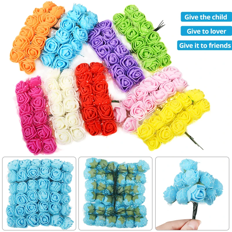 144 шт./лот искусственный цветок 2 см кружевная пена роза букет для свадьбы