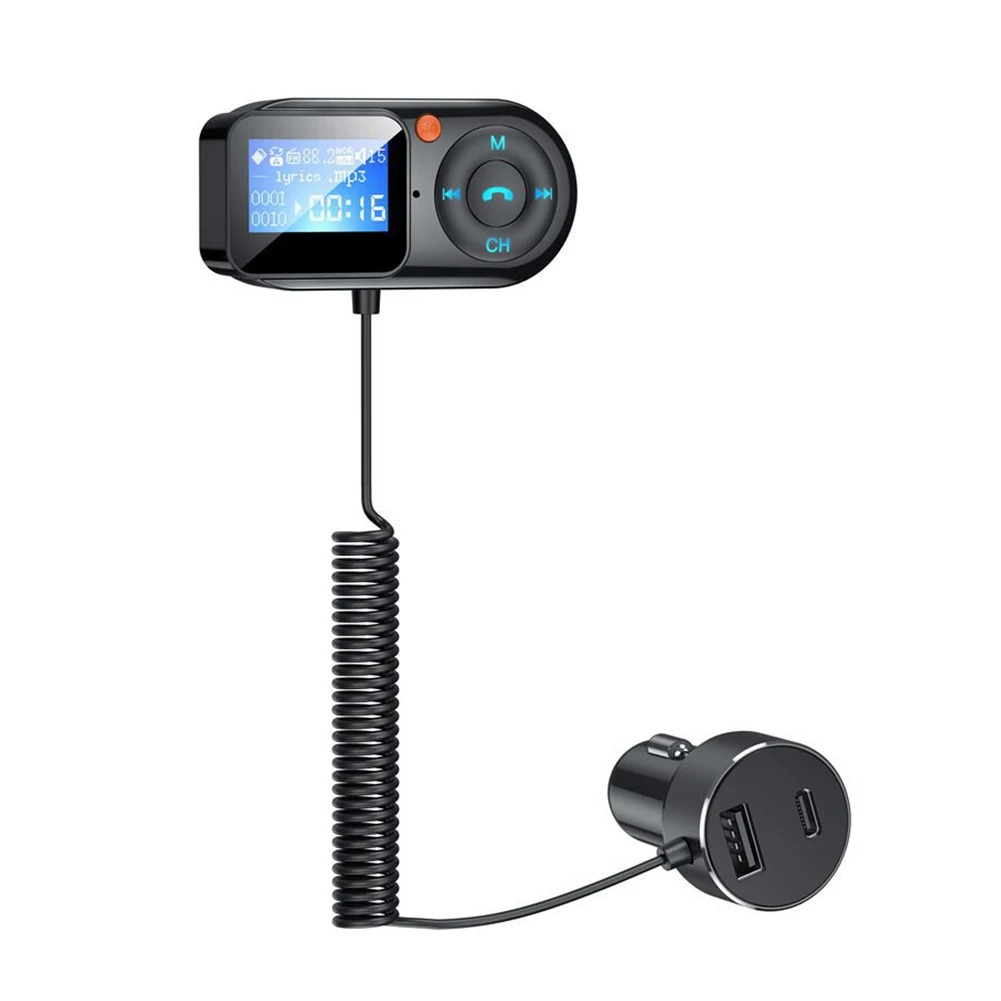 

Car MP3 Car Player Usb Car Charger Bluetooth-compatible 5.0 Receiver FM Transmitter Charger Built-In Microphone LCD Screen
