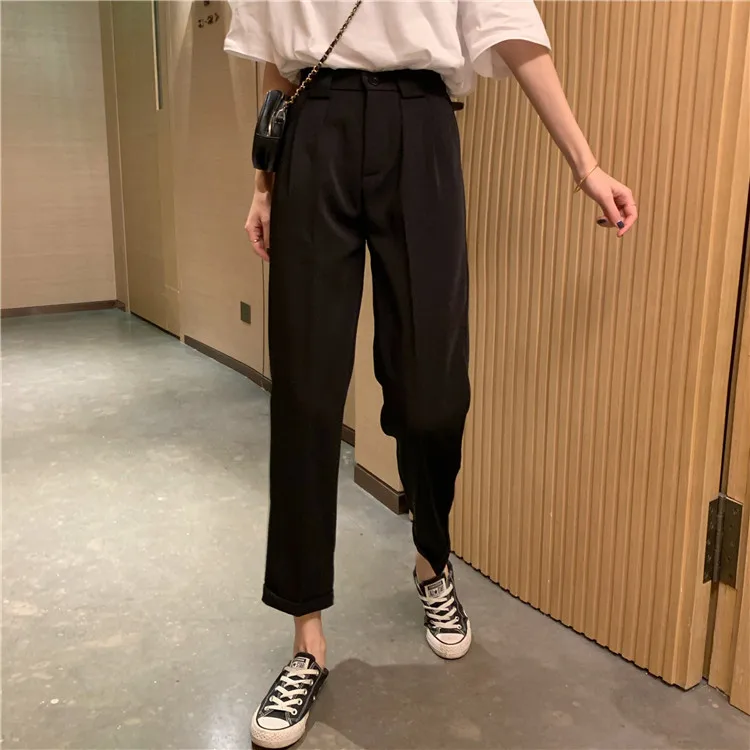 

YTX460 New summer leisure Korean style slim and versatile loose casual pants women high waist harem pants