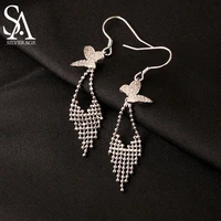 sa silverage s925 sterling silver long temperament tassel high sense earrings french style 2021 new fashion earrings female