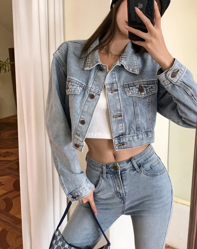 

Y2K Spring Autumn Women's Denim Jeans Jackets Oversized Wild Streetwear Fashionable Lady Short jackets Coat Tops 2021