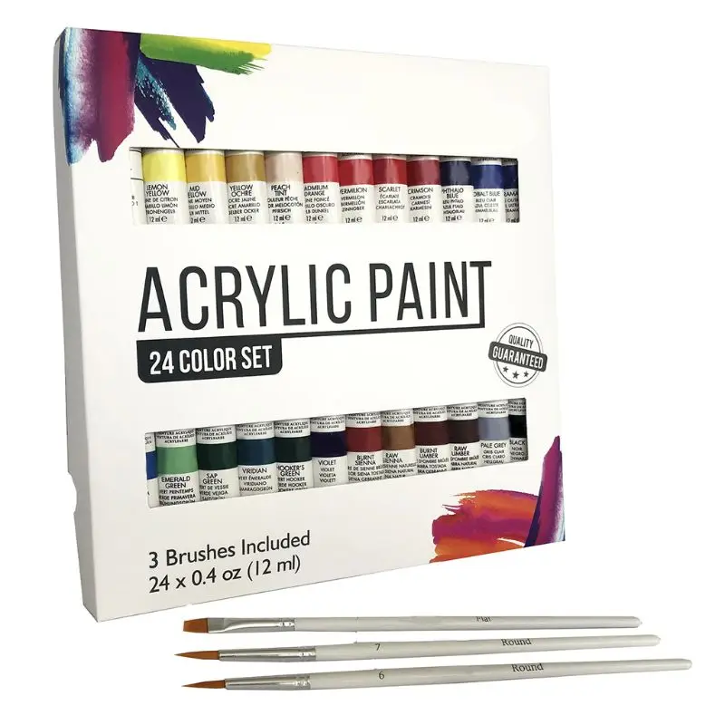 

Acrylic Paint Set 24 Color Tubes of 0.4 oz (12 ml) Art Set for Kids Painting