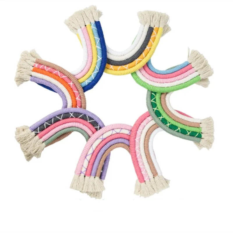 

INS скандинавские ручные тканые радужные гобелены, хлопковые веревки, кисточки, настенные Висячие украшения, украшения для детской комнаты, ...