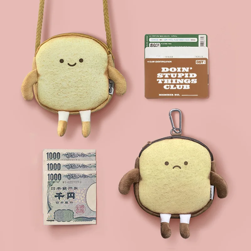 

Toast Bread Coin Purse Coin Bag Cute Cartoon Personality Creative Student Girl Heart Messenger Casual Small Satchel