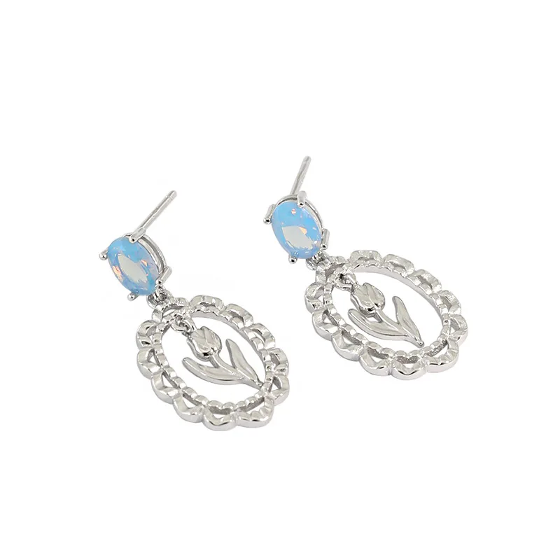 

Korean version ins tulip flowers truly S925 pure silver earrings female silver earrings 18 k gold-plated