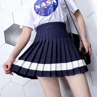 2020 new korean version of high waist original personality all match fashion contrast color half length skirt sexy pleated skirt