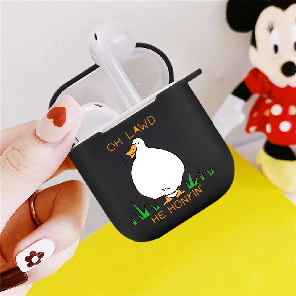 

animal Untitled Goose funny Duck Game cartoon Cute Earphone Charging Box Case For Apple AirPods 2 1 Black Protective Accessories