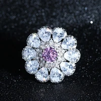 milangirl ladies shiny white zirconia crystal flower female alloy ring for women party wedding jewelry accessories