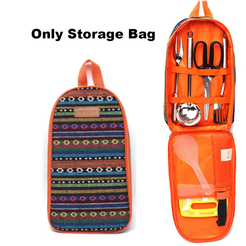 Outdoor Camping Travel Cooking Utensils Organizer Travel Storage Bag Portable Pouch for BBQ Camp Cookware Kitchen Kit