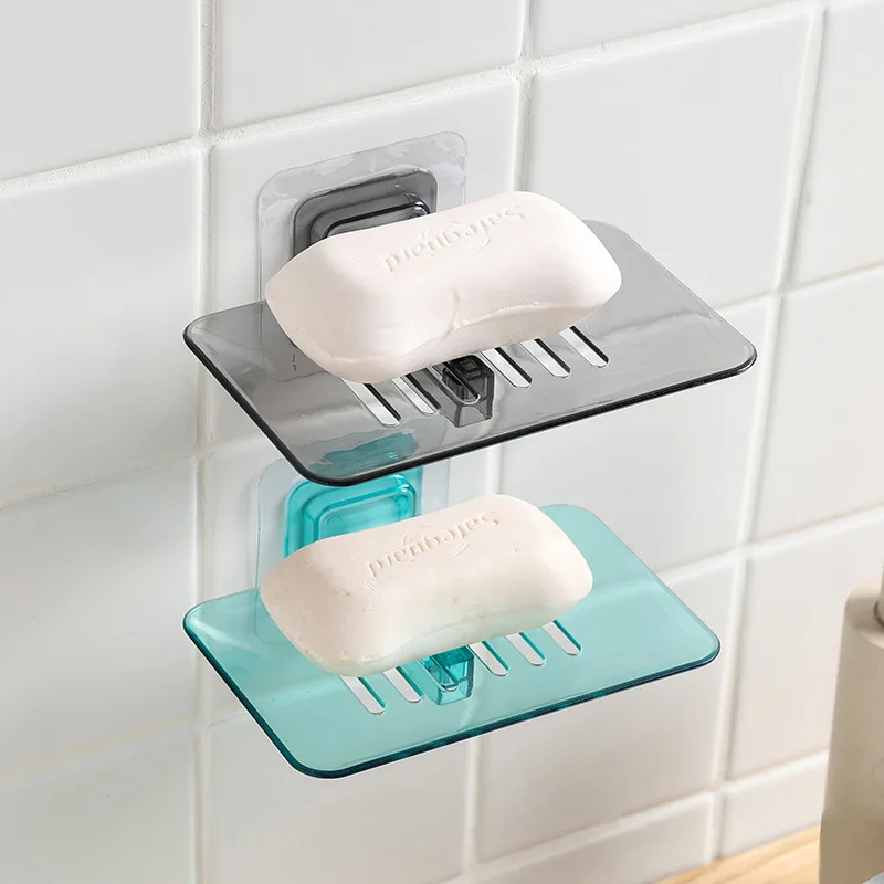 

1Pc Wall-mounted Soap Holder Dishes Sponge Drain Bathroom Organizer Housekeeping Container Kitchen Bathroom Accessories