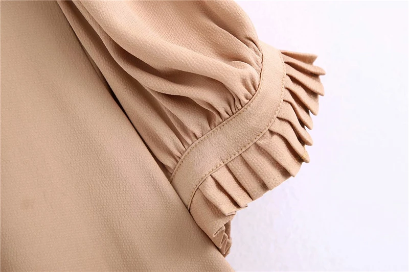 

Ladies Fold Bow Stand Shirt Sweet Female Chic Loose Tops Casual Girls Blouses Elegant Women Soft Satin Shirts