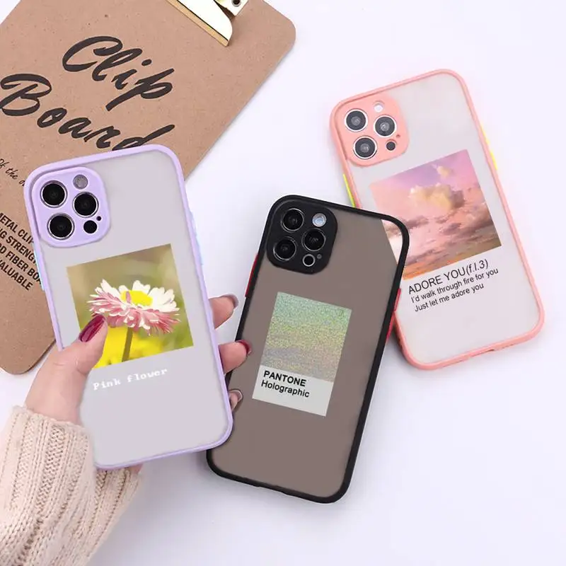 

Flower Summer Pink Phone Case For iPhone 12 11 Mini Pro XR XS Max 7 8 Plus X Matte transparent Back Cover