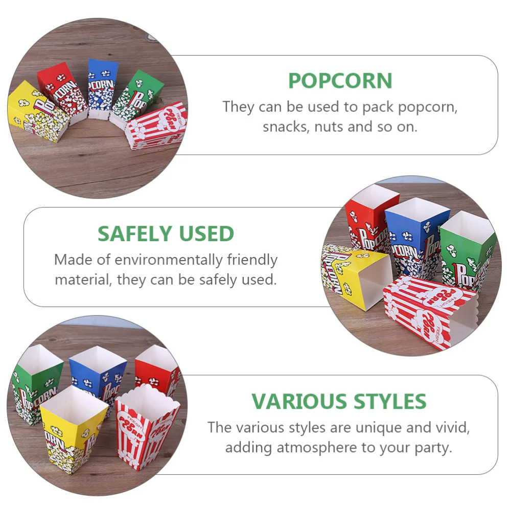 

1 Set 100Pcs Disposable Folding Popcorn Boxes Packing Boxes (Random Color)