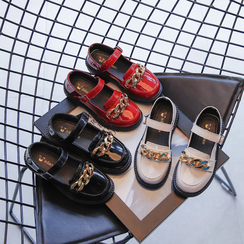 

CYSINCOS 2021 Autumn Summer Flats Baby Girls Shoes Cute Chain Leather Princess Shoes Solid Kids Child Dancing Toddler Shoes