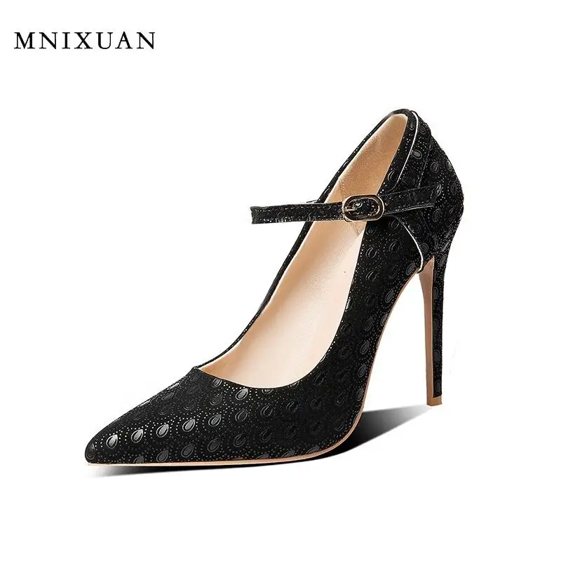 

MNIXUAN Luxury Shoes women designers stripper heels 2020 spring new pointed toe women pumps high heel slip on shallow blue shoes