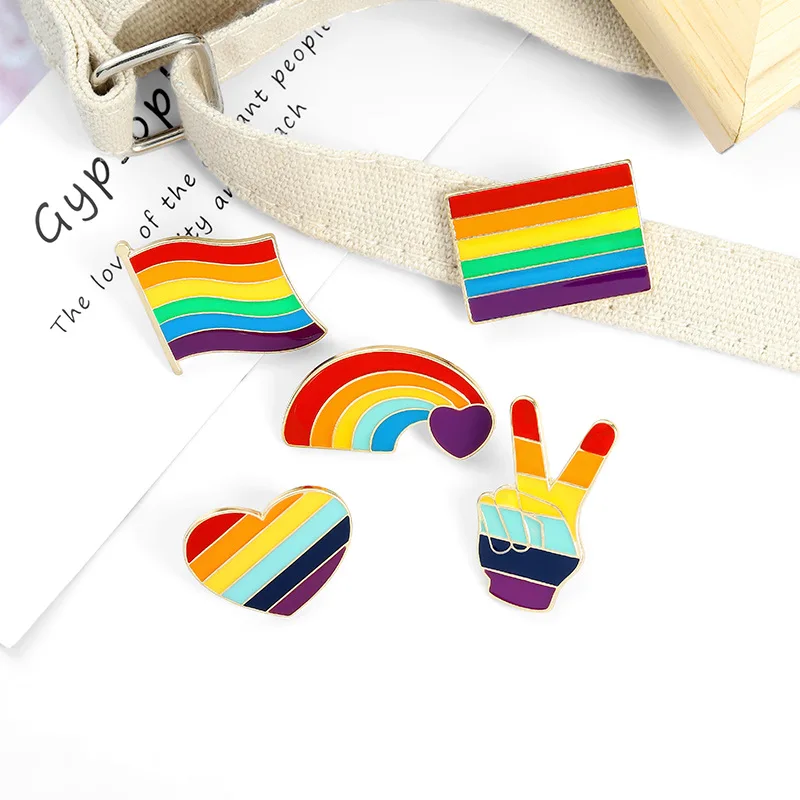 

Fashion Rainbow Enamel Lapel Pride Flag Pins Heart Mix Brooches Badges Backpack Cute Pins Gifts For Friends Wholesale Jewelry