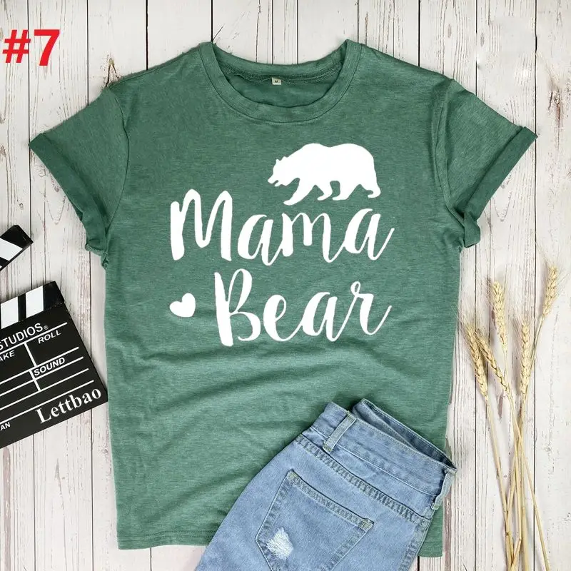 

Mama Bear Harajuku Printed T-Shirt Men Aesthetic Clothes Summer Simple Fashion Streetwear Women Tees Tops