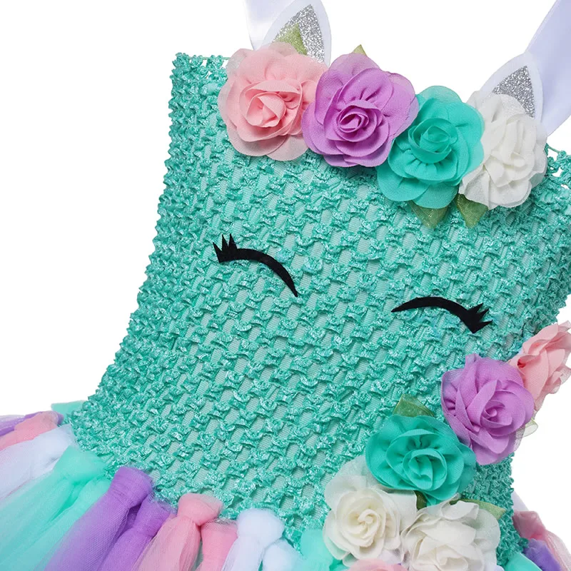 Платье с юбкой-пачкой вязаный шарик зеленого цвета для девочек-подростков