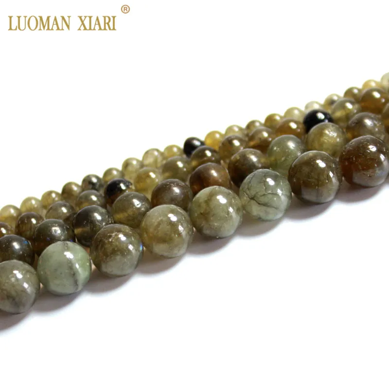 Изысканные AAA 100% натуральный зеленый Labradorstein круглый камень бусины для