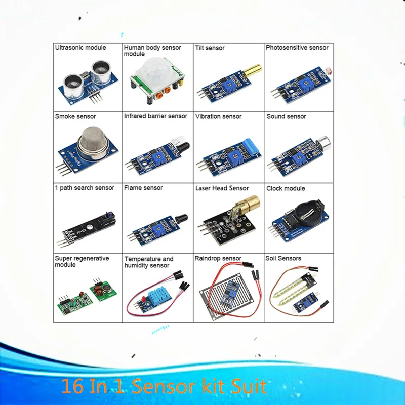 16 в 1 набор датчиков костюм для Arduino Raspberry Pi Модуль Набор видов сенсоров s DIY IoT
