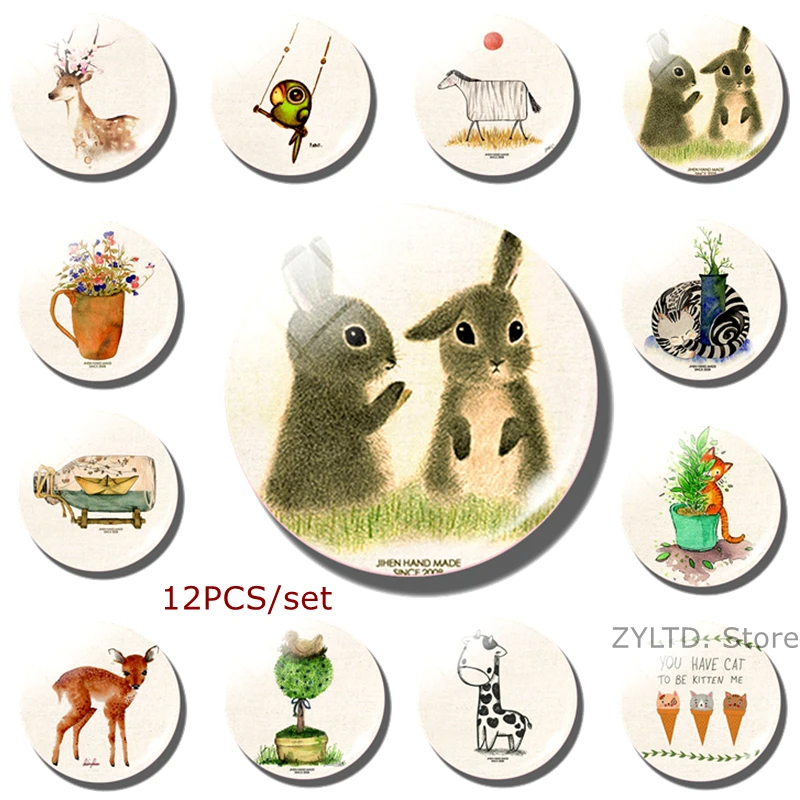 Кролик магнит на холодильник 12 шт 30 мм набор стеклянный кабошон животное магниты