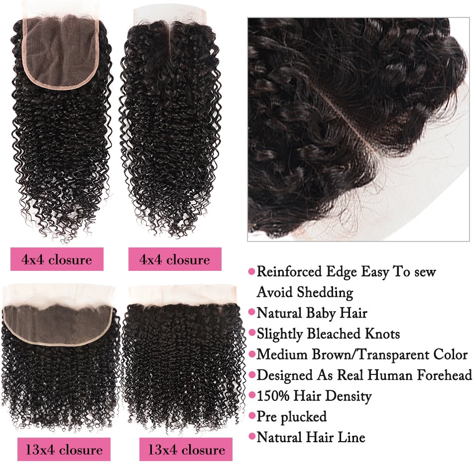 Узкие вьющиеся пучки волос BAHW с фронтальным 100% человеческими волосами