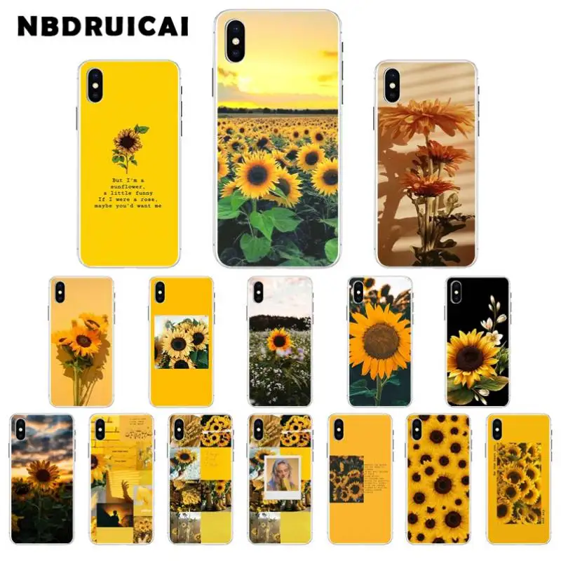 NBDRUICAI Роскошный Уникальный желтый подсолнух мягкий прозрачный чехол для