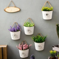 white creative retro decoration metal hanging plant basket rustic style iron hanging planter exquisite for patio