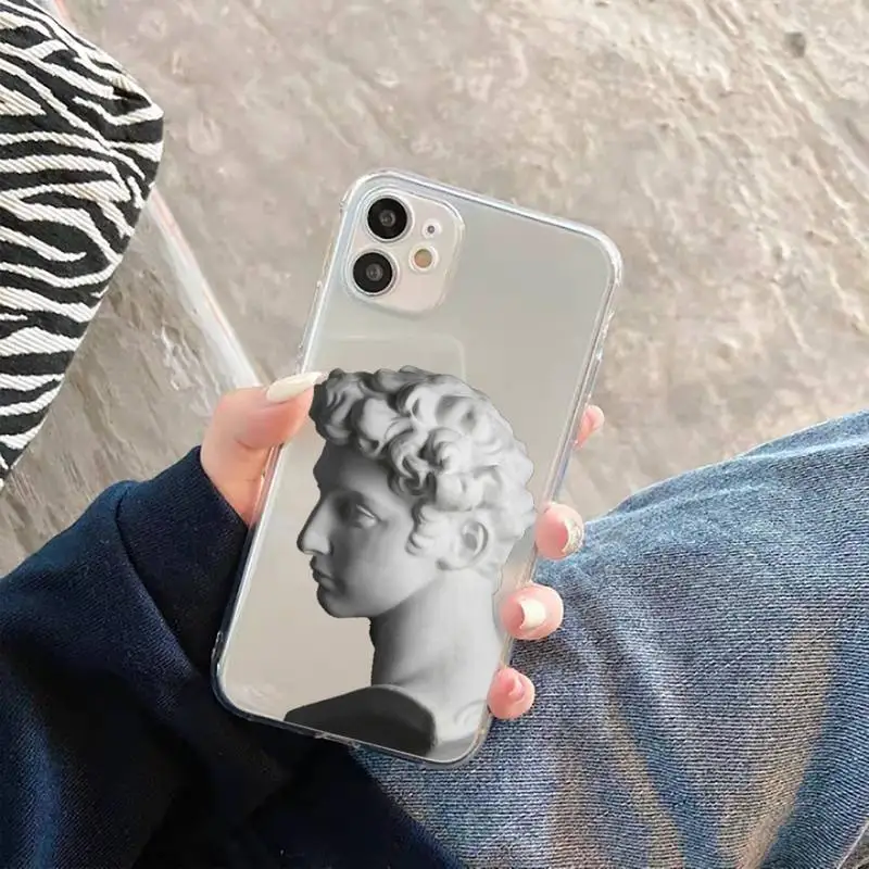 

Abstract Art Statue Phone Case Transparent for iPhone 11 12 mini pro XS MAX 8 7 6 6S Plus X 5S SE 2020 XR
