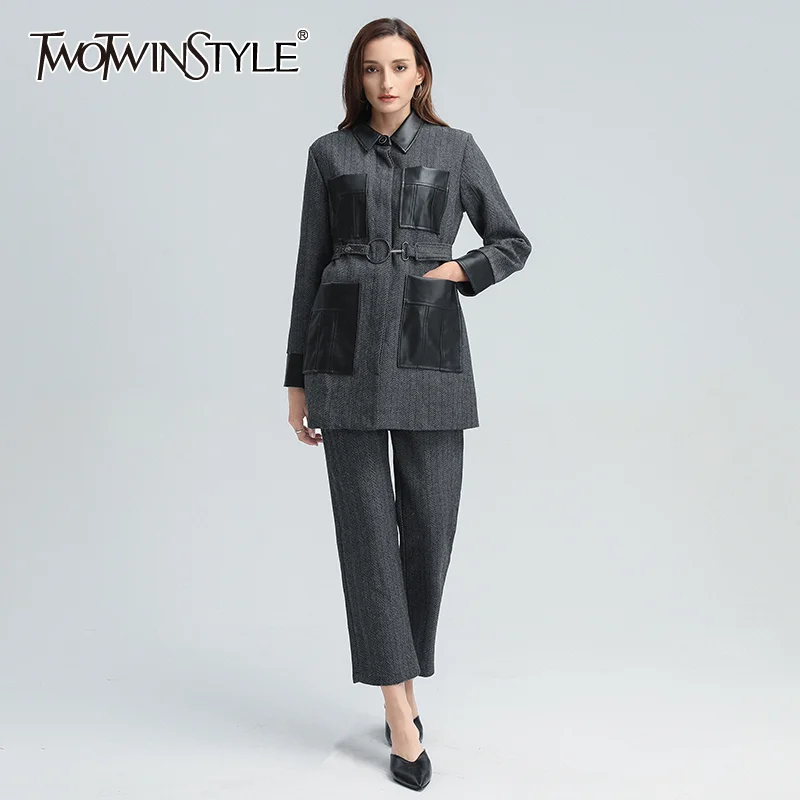 Женский комплект из двух предметов TWOTWINSTYLE куртка с длинными рукавами и карманами