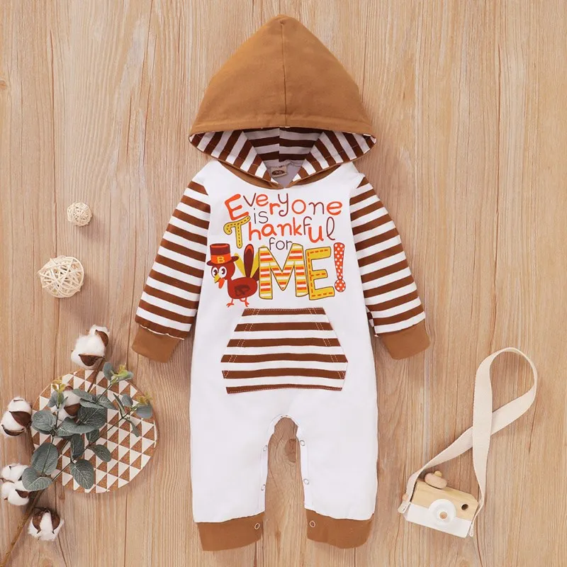 

Осенняя толстовка с длинными рукавами для маленьких девочек с принтом в виде букв на День Благодарения; Детские комбинезоны с капюшоном; Бо...