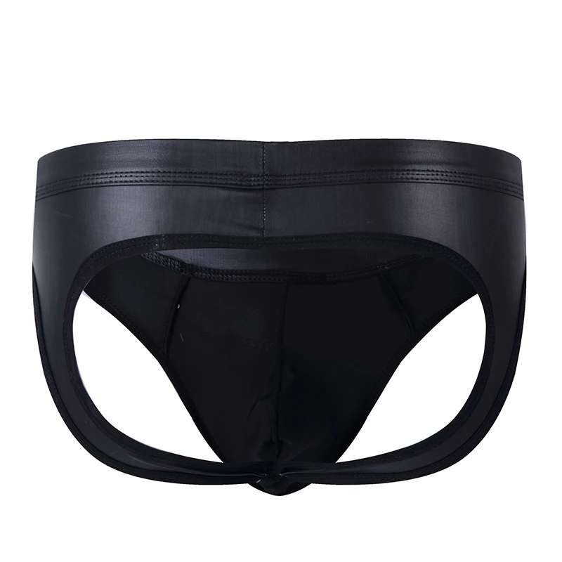 Мужские трусы стринги из искусственной кожи AIIOU черные Тонги бандаж на пенис Т