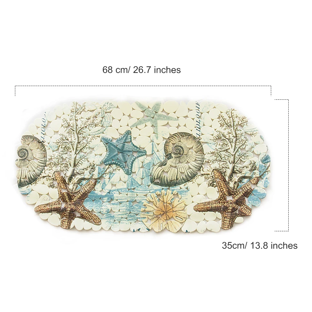 

PVC Non Slip Bath Mat, Beach Shower Mat, Bathtub Floor with Suction Cup Easy to Wash