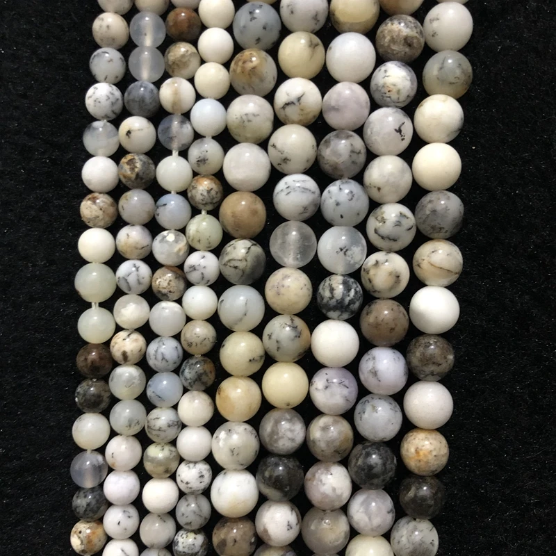 

Wholesale 100% Natural Dendritic Opal Beads,6mm 8mm 10mm Round Gem stone Loose Beads,White Chrysoprase Beads 15.5" Full Strand