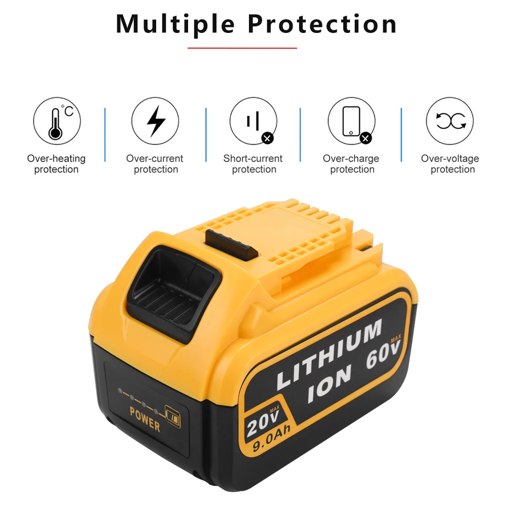 Литий-ионный аккумулятор DCB606 20 В 60 в 9 0 А · ч 6 для электроинструментов DeWalt flexvolt XR 18