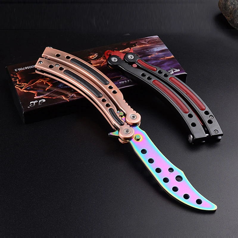 Новый складной нож бабочка CS GO керамбит Учебный подарок балисонг не заточенный