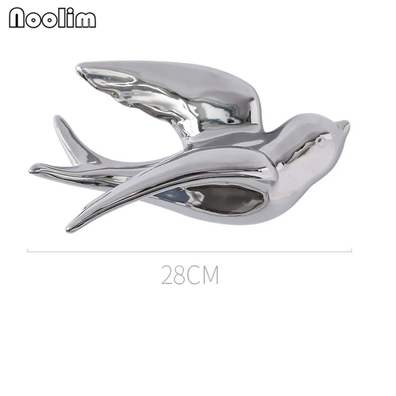 Silver XL Скандинавский керамический Крытый Европейский 3D Настенный фон настенный декоративный Декор птицы десерт чайный магазин украшения стен ремесла - Цвет: Silver XL